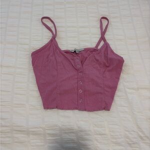 Love Tree Mauve Ribbed Button-Up Tank Top
